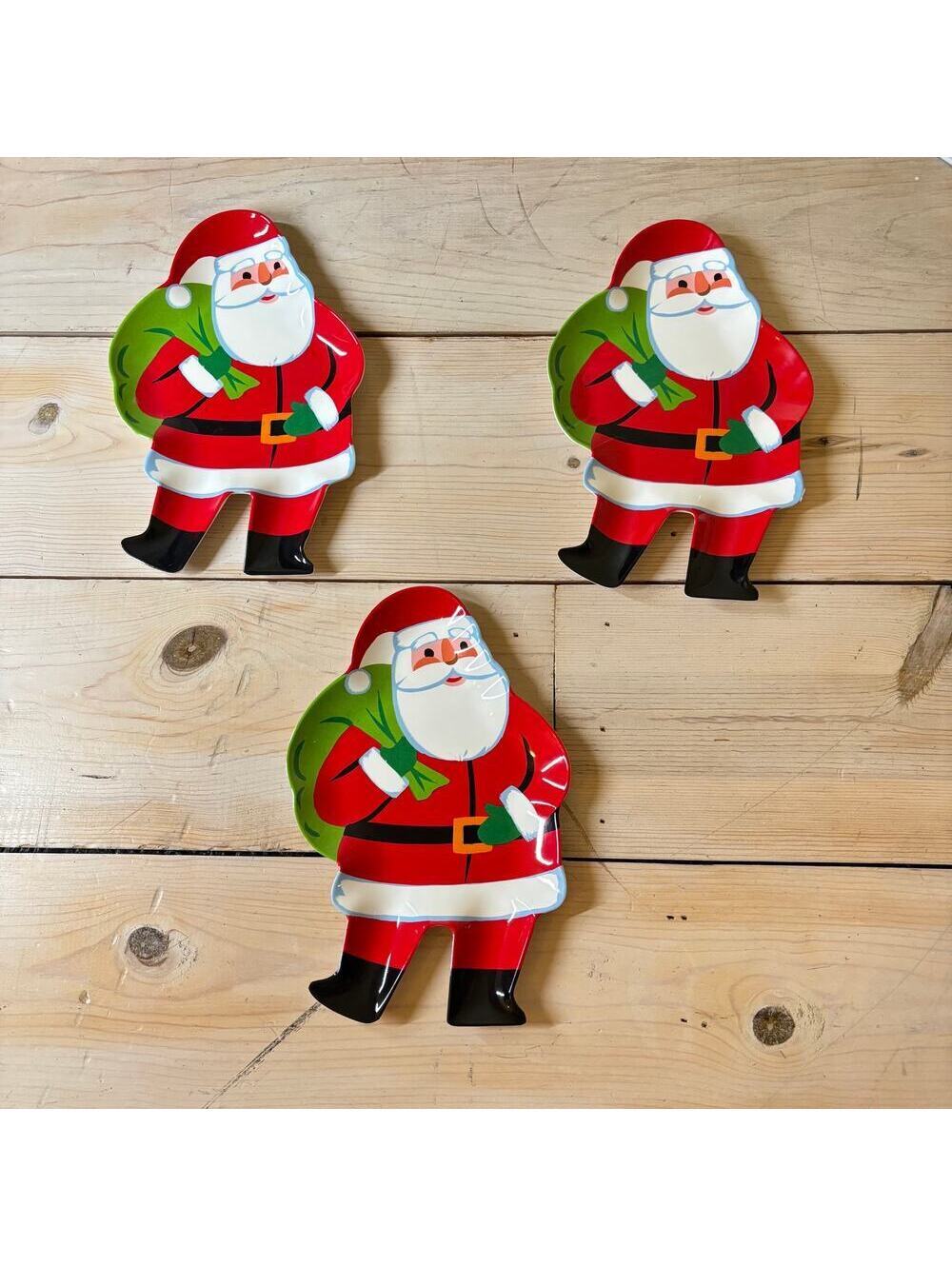 (3) Wondershop NWT Christmas Melamine Santa Claus Appetizer Plates Set of 3